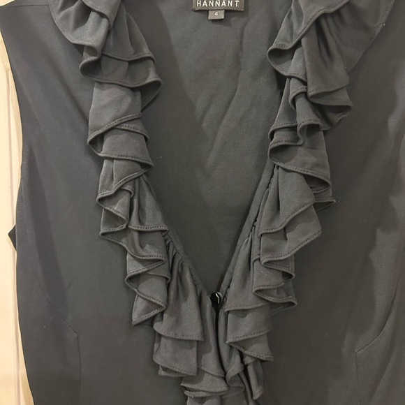 Douglas Hannant Ruffle Blouse, Sleeveless, Slightly Fitted Waist, Navy, Sz 4 - Picture 2 of 7